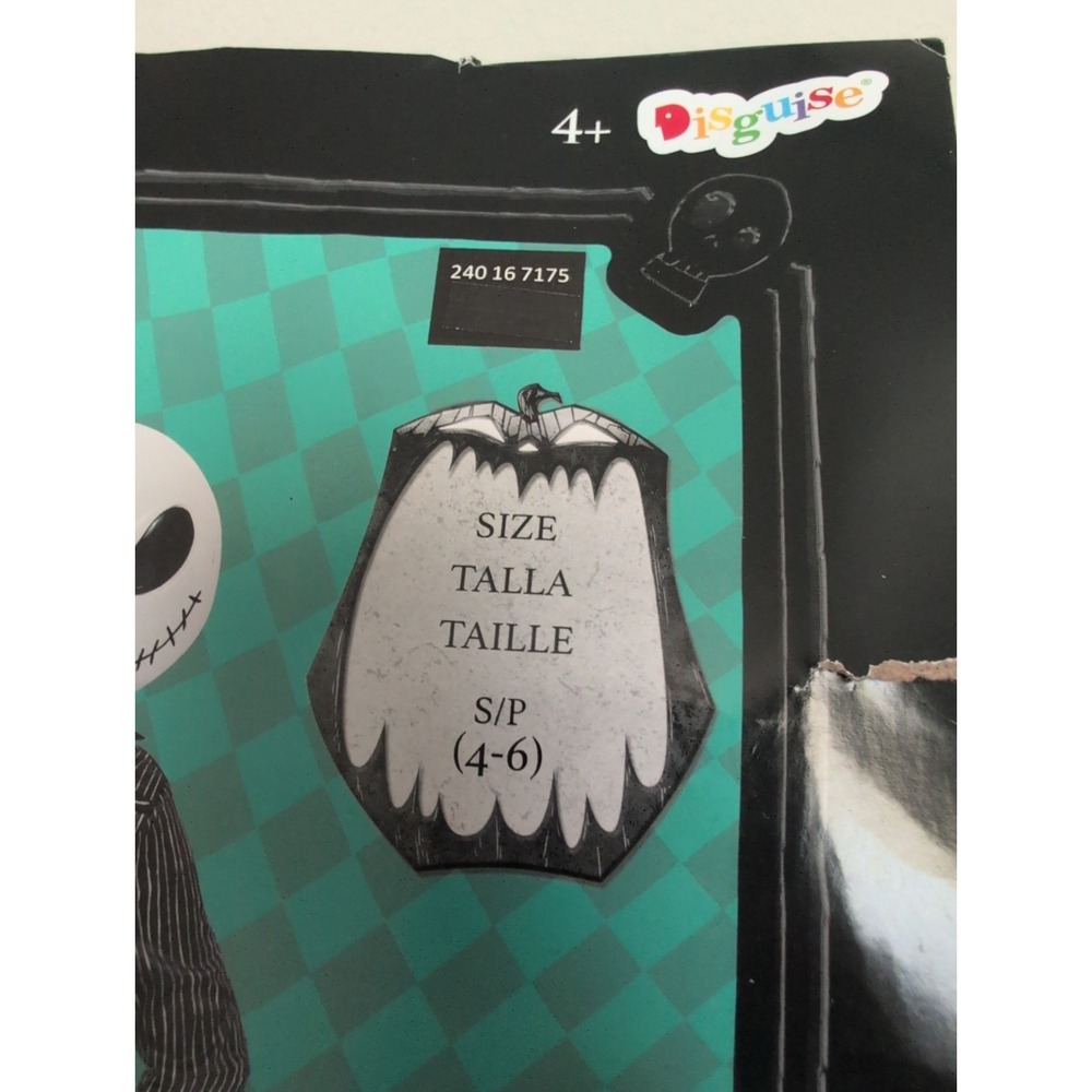 Jack Skellington Kids Size 4+ Costume Nightmare Before Christmas Halloween NEW - Picture 3 of 7
